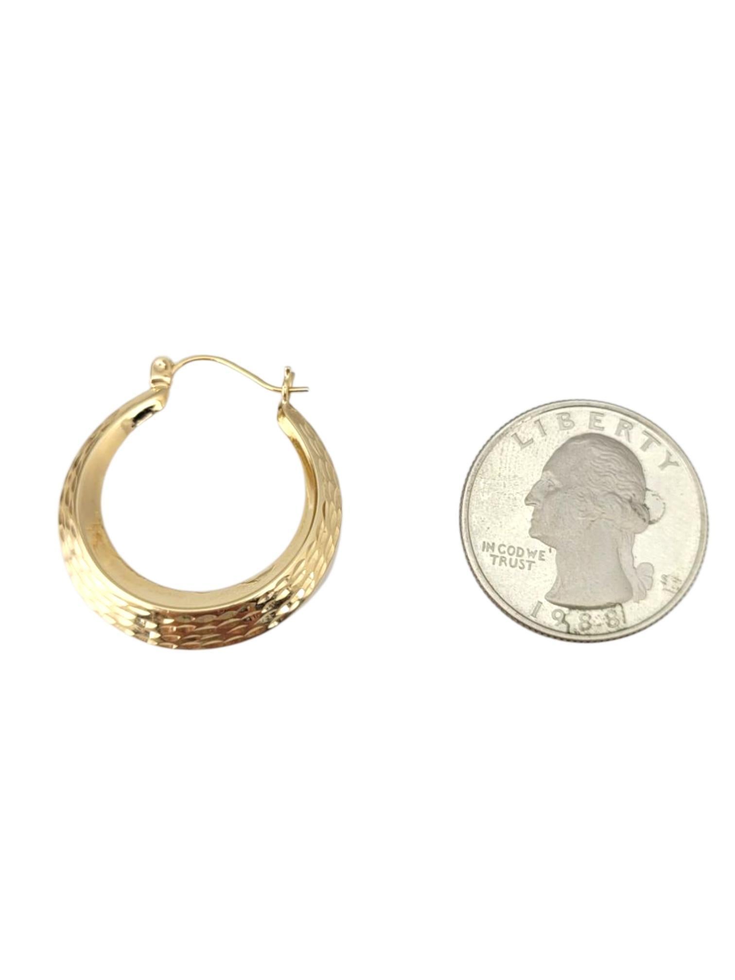 14K Yellow Gold Diamond Cut Hoop Earrings #21728 For Sale 1