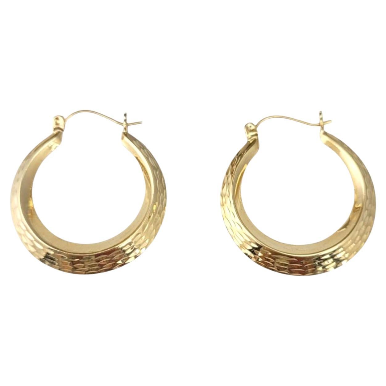 14K Yellow Gold Diamond Cut Hoop Earrings #21728