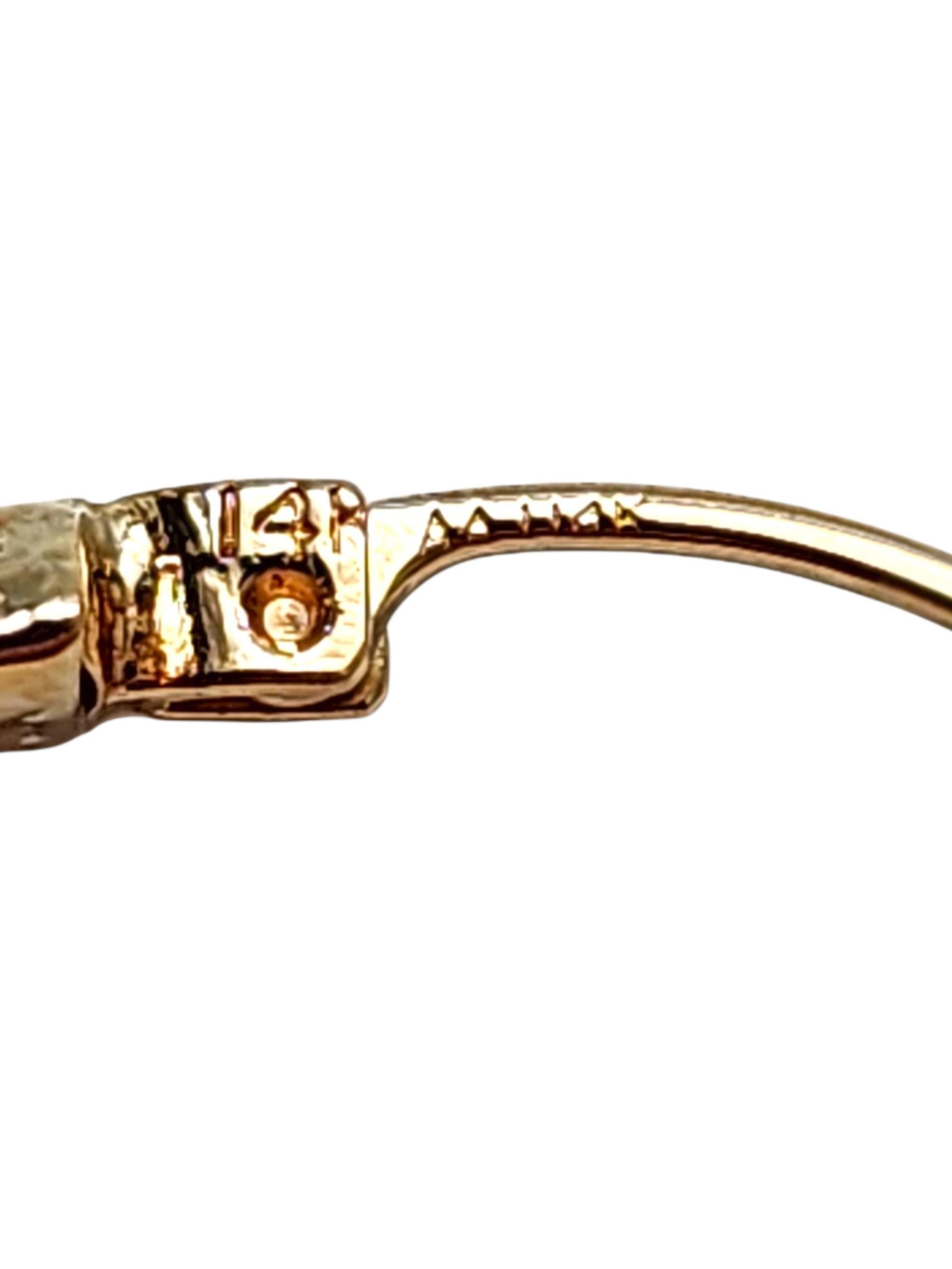 Pendientes de aro de oro amarillo de 14 quilates con corte de diamante #22816 en venta 4