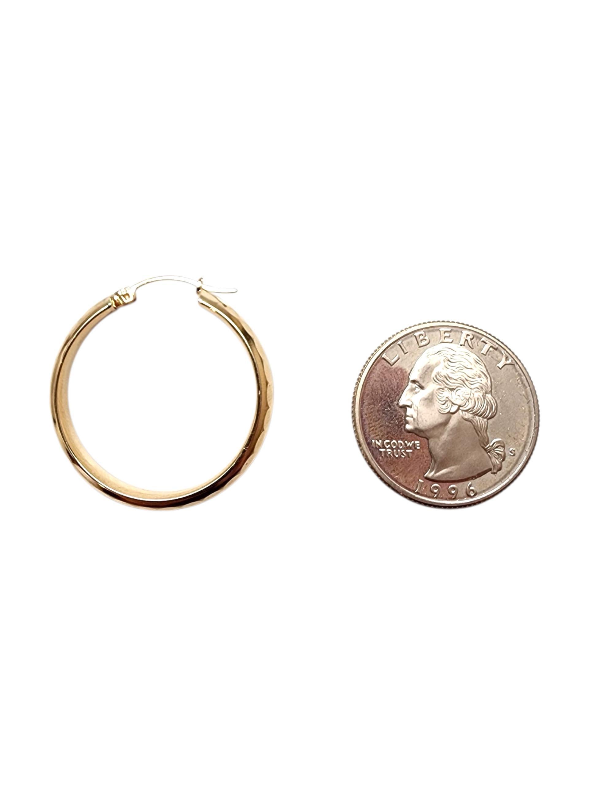 Pendientes de aro de oro amarillo de 14 quilates con corte de diamante #22816 en venta 5