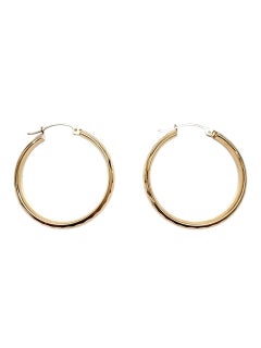 Pendientes de aro de oro amarillo de 14 quilates con corte de diamante #22816