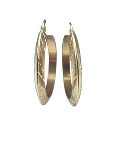 14K Yellow Gold Diamond-Cut Hoop Earrings #24877