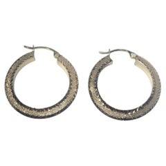 14K Yellow Gold Diamond-Cut Hoop Earrings #25719