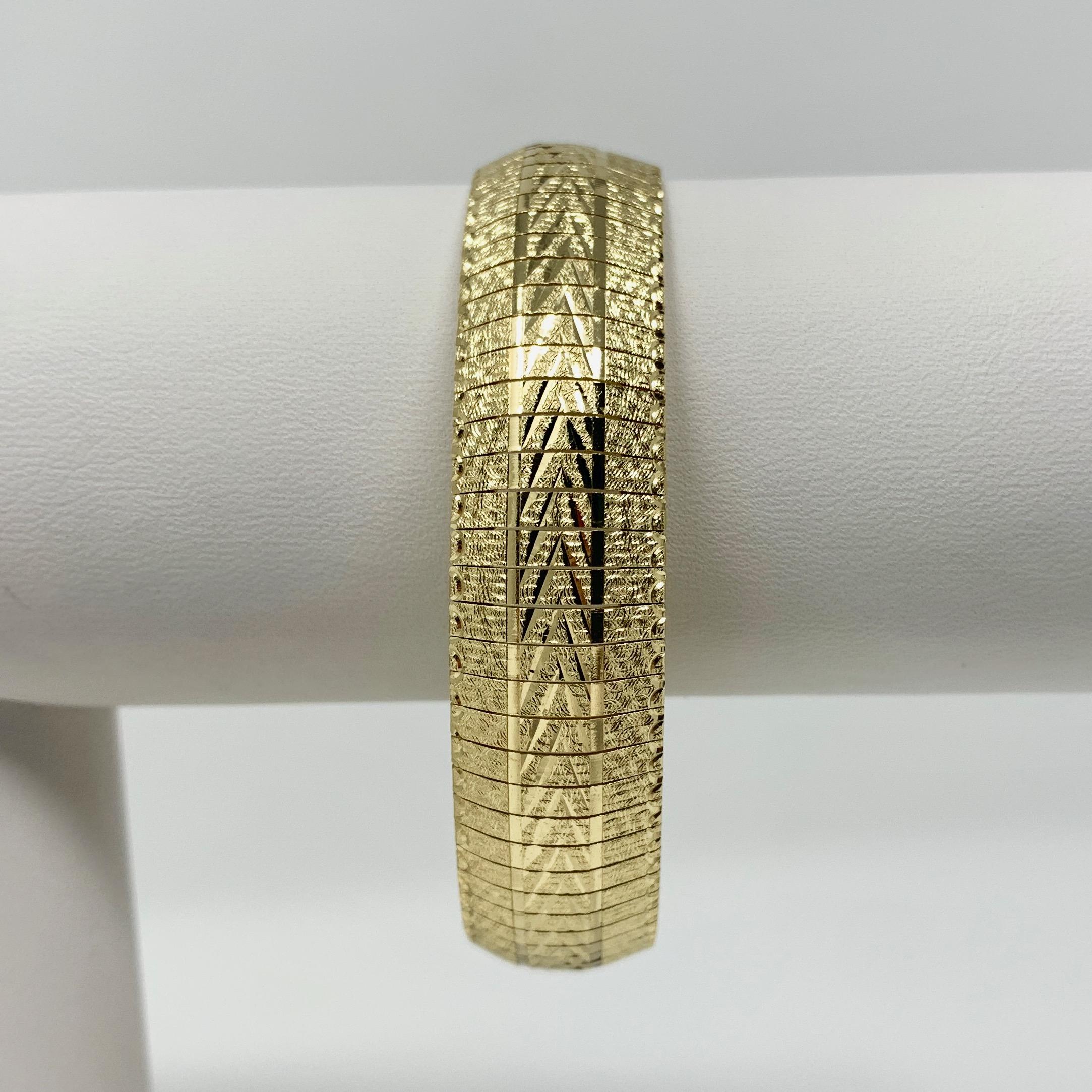 14k Yellow Gold 21.9g Diamond Cut 14mm Omega Link Bracelet Italy 7.25