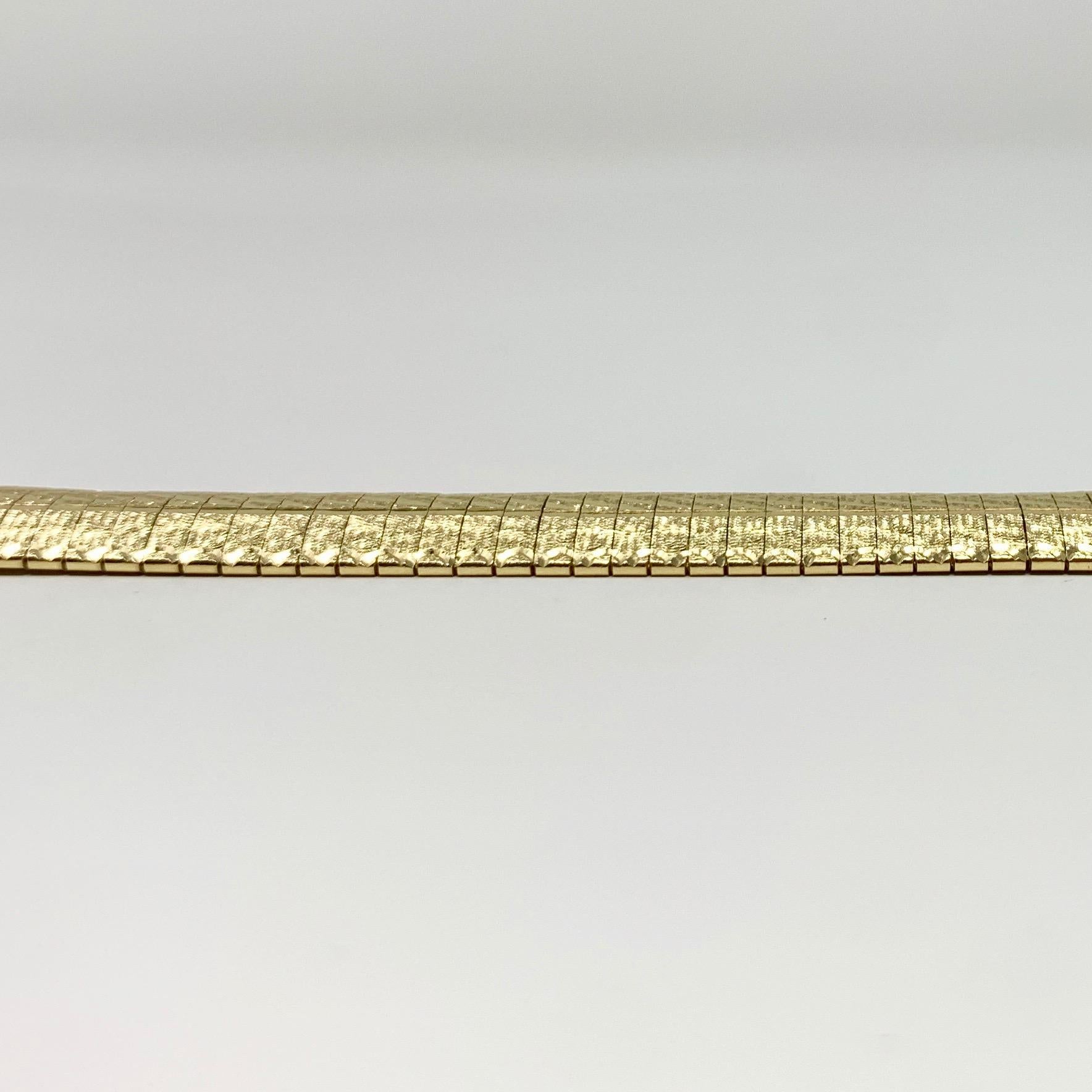 14 Karat Yellow Gold Diamond Cut Omega Link Bracelet 1