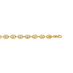 14 Karat Yellow Gold Diamond Cut Puffed Mariner Chain