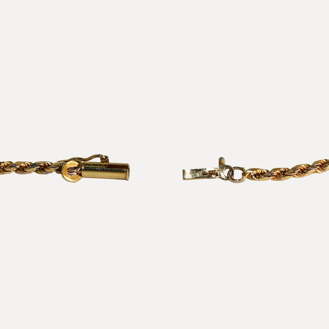 Women's or Men's 14K Yellow Gold Diamond Cut Rope Chain 20