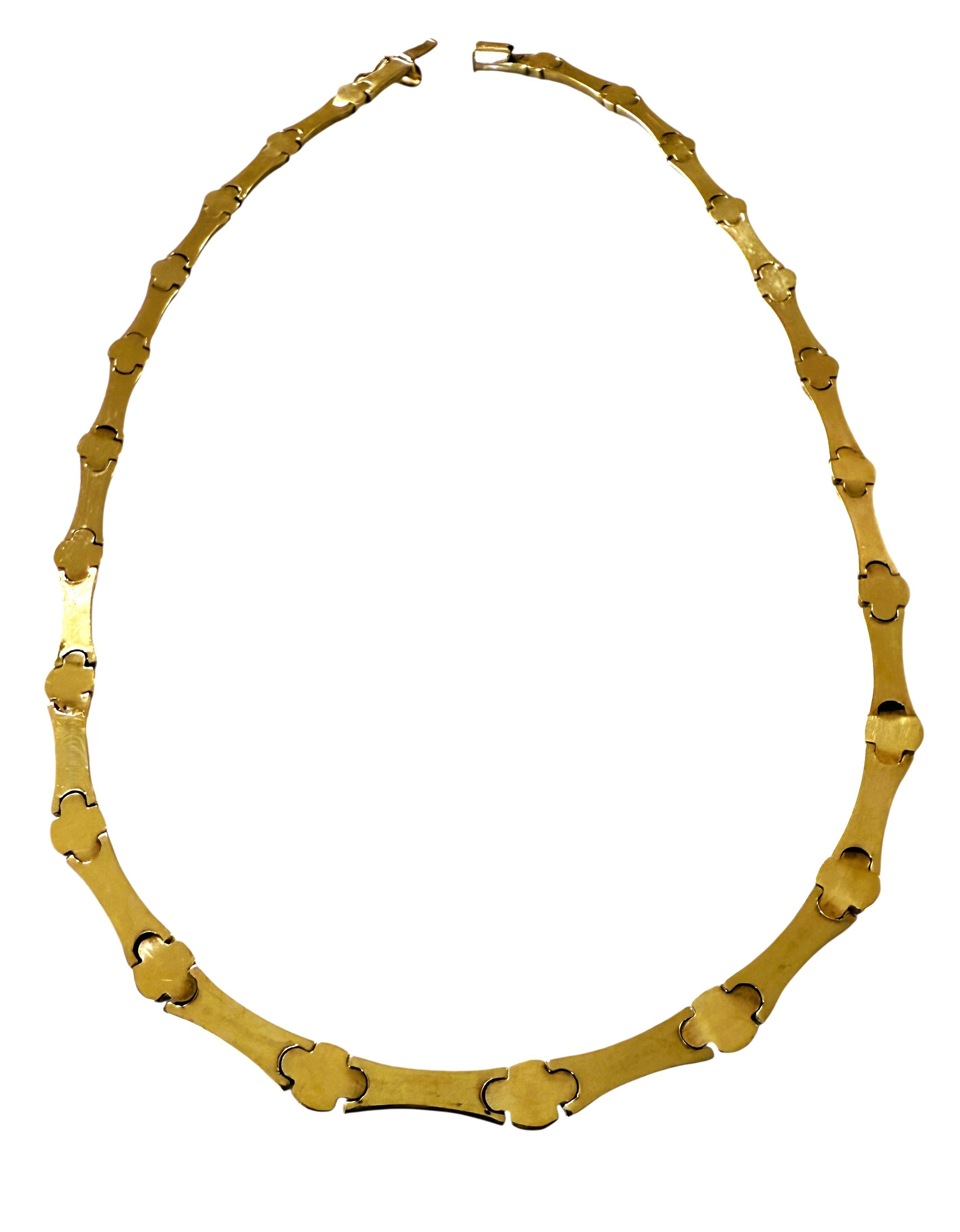Collier en bambou avec connecteurs en or jaune 14k et en sterling taillé en diamant, 17