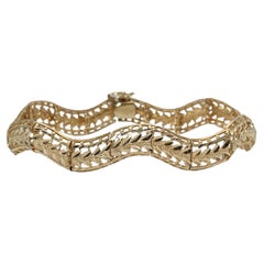 14K Yellow Gold Diamond Cut Wave Bracelet 