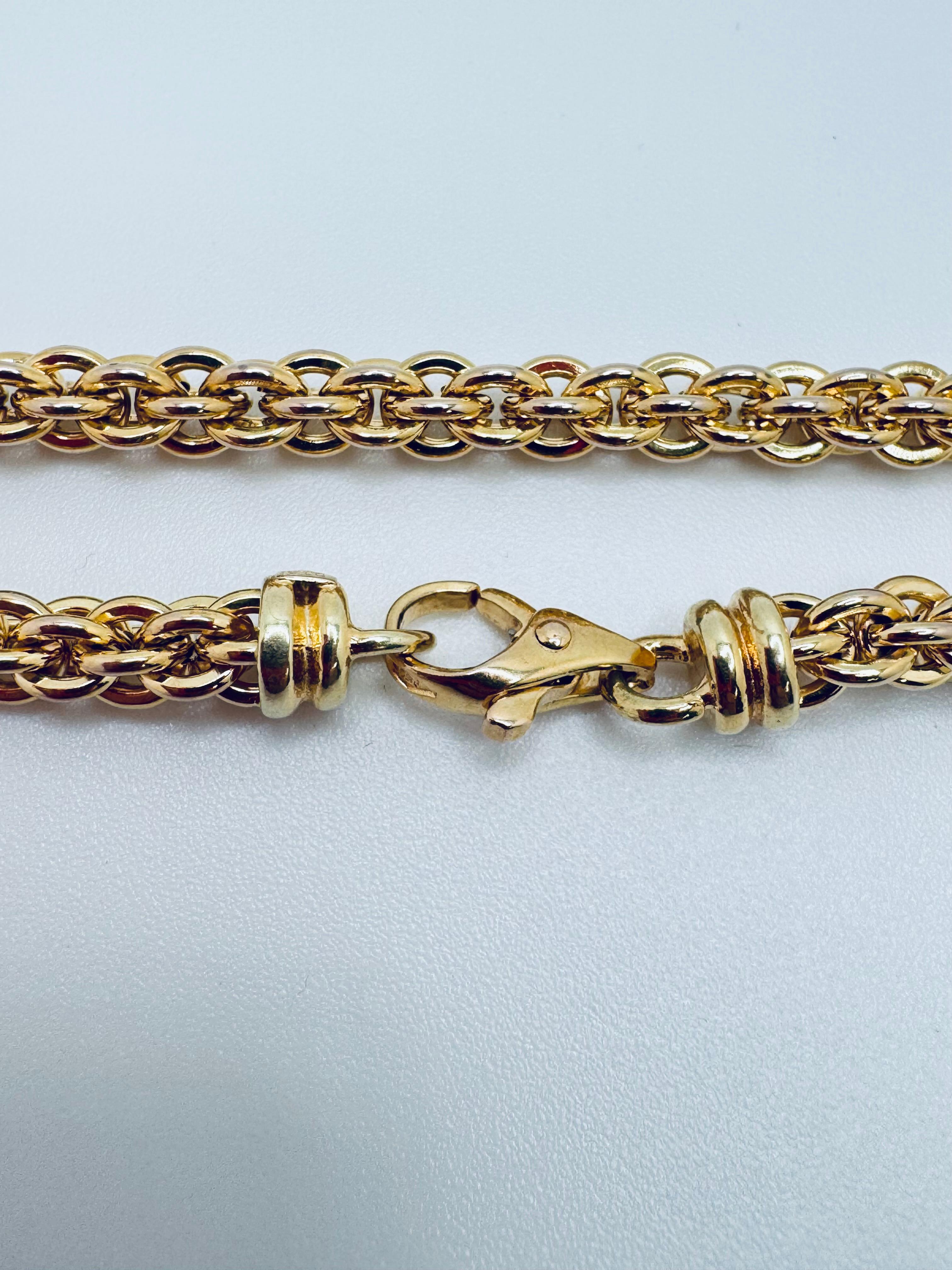 Collier de chaîne de blé en or jaune 14K serti de diamants Bon état - En vente à Palm Desert, CA