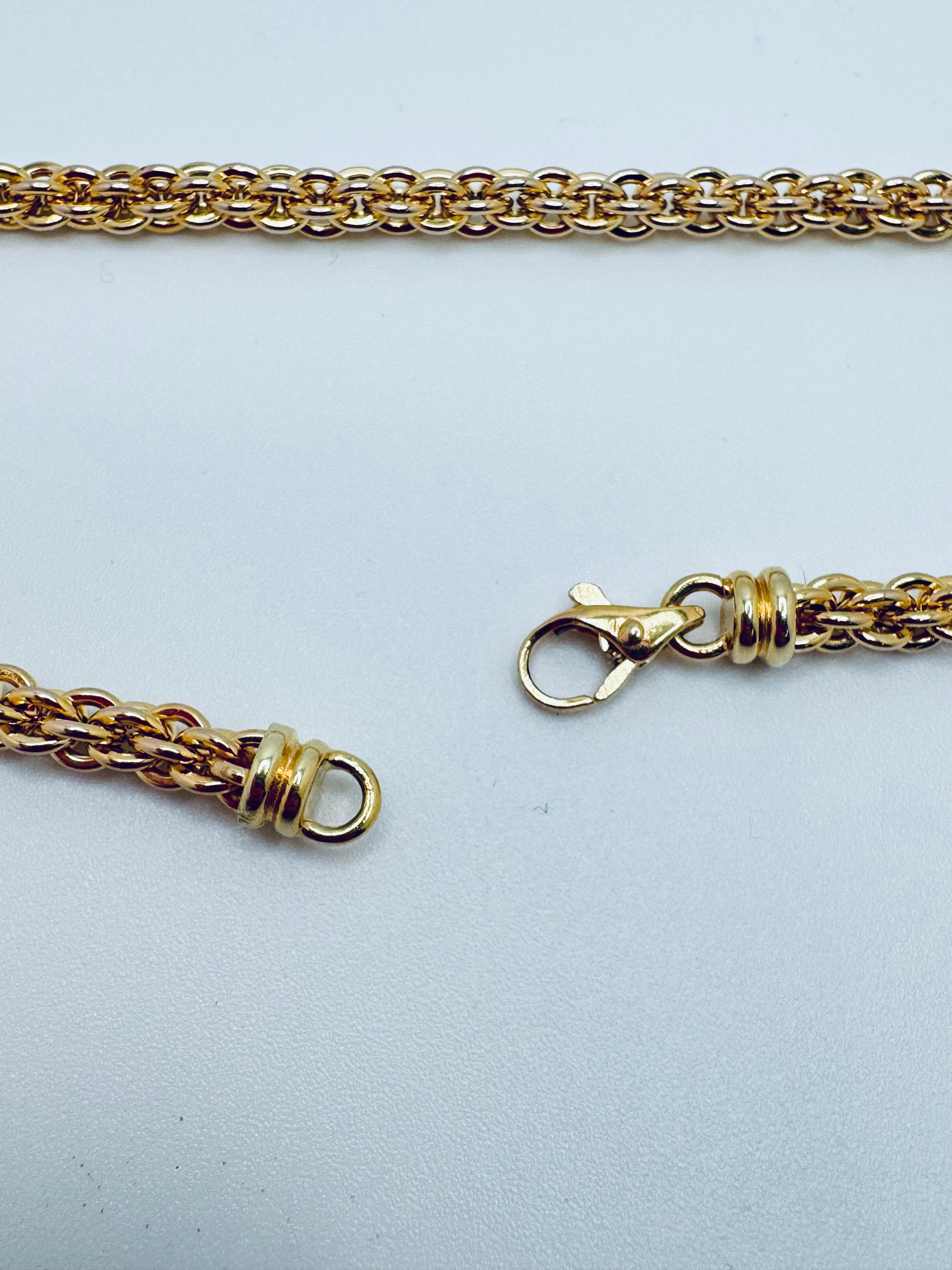 Collier de chaîne de blé en or jaune 14K serti de diamants Unisexe en vente