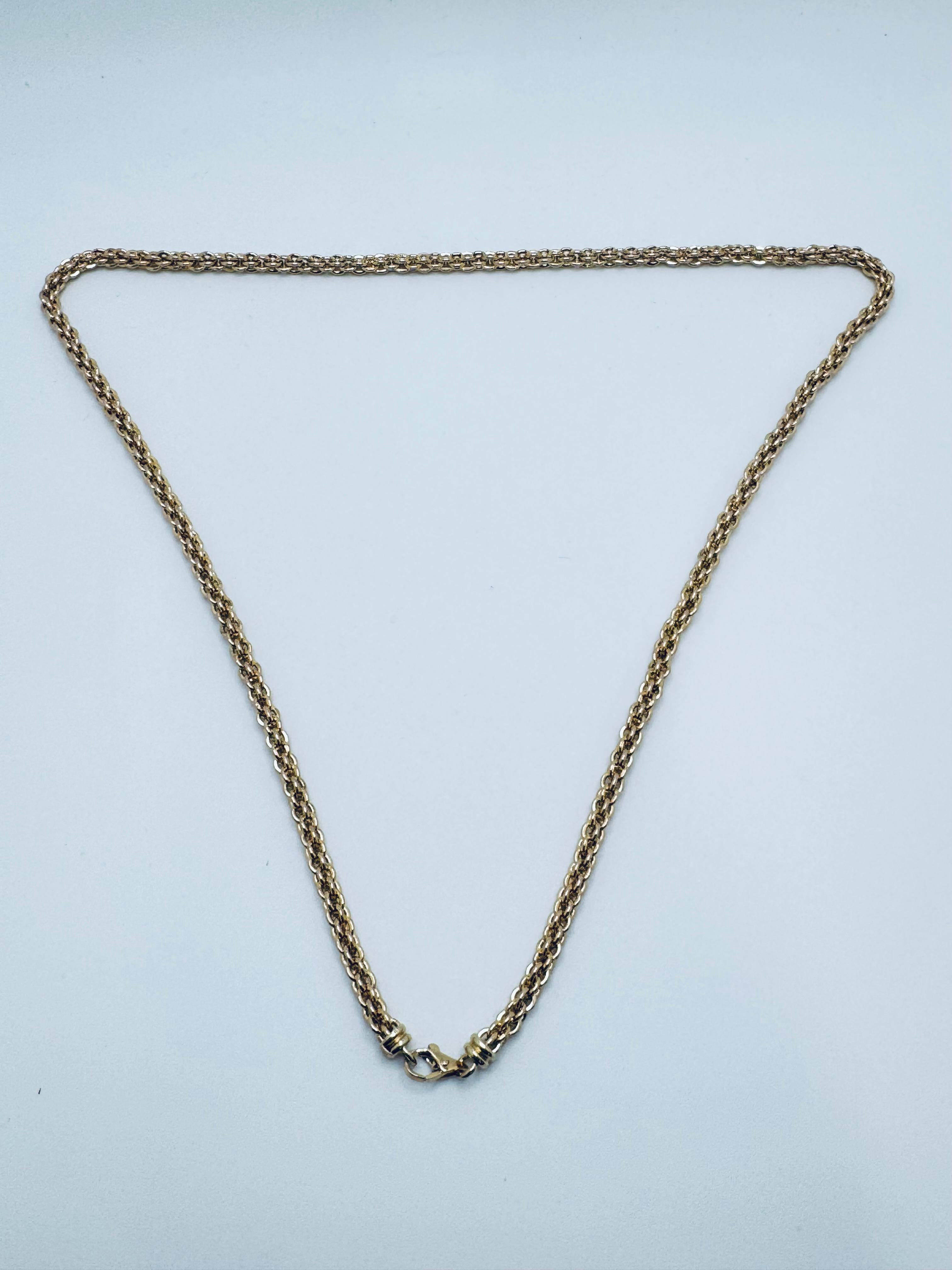 Collier de chaîne de blé en or jaune 14K serti de diamants en vente 1
