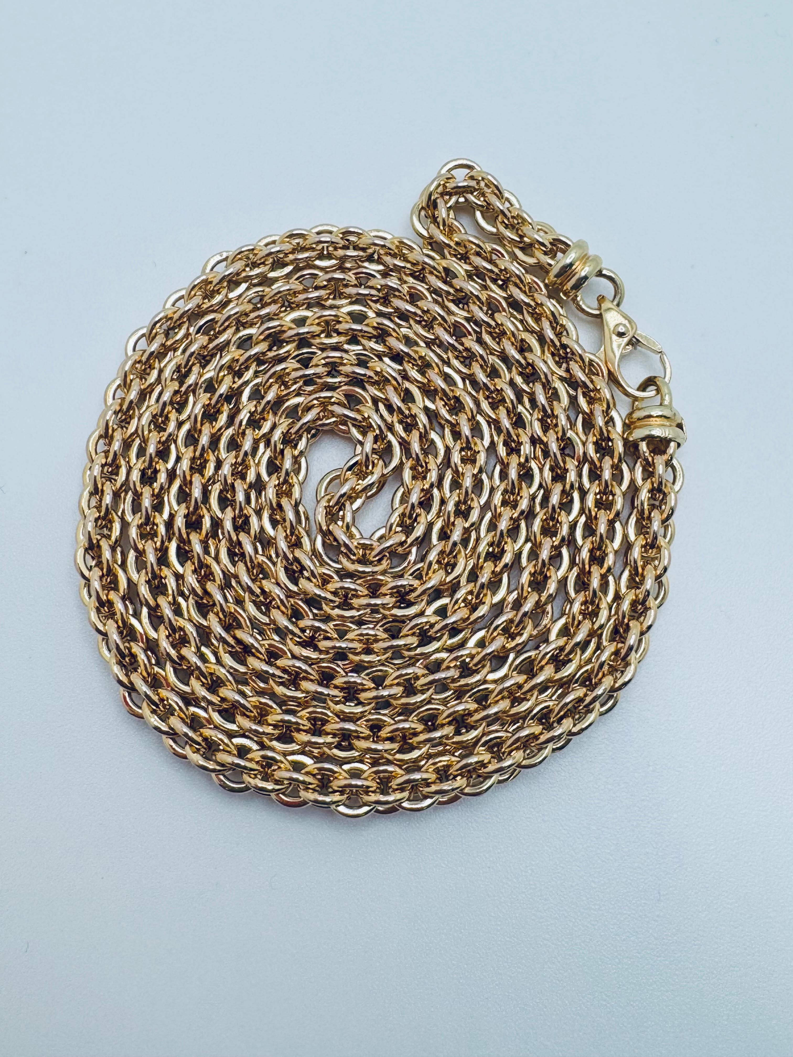 Collier de chaîne de blé en or jaune 14K serti de diamants en vente 2