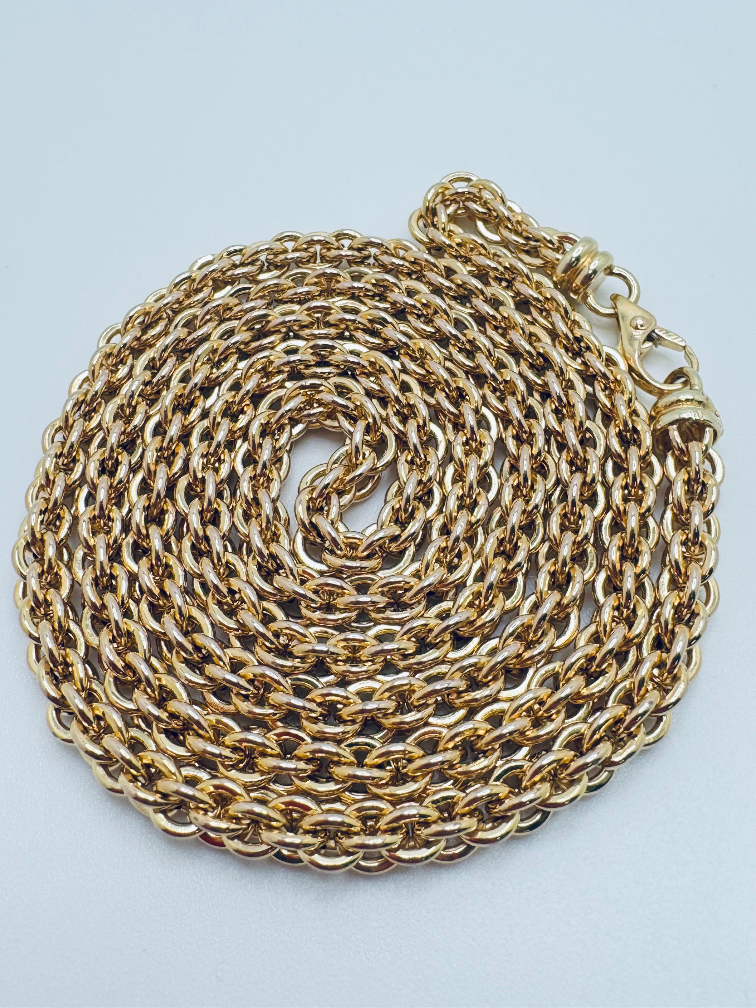 Collier de chaîne de blé en or jaune 14K serti de diamants en vente 3