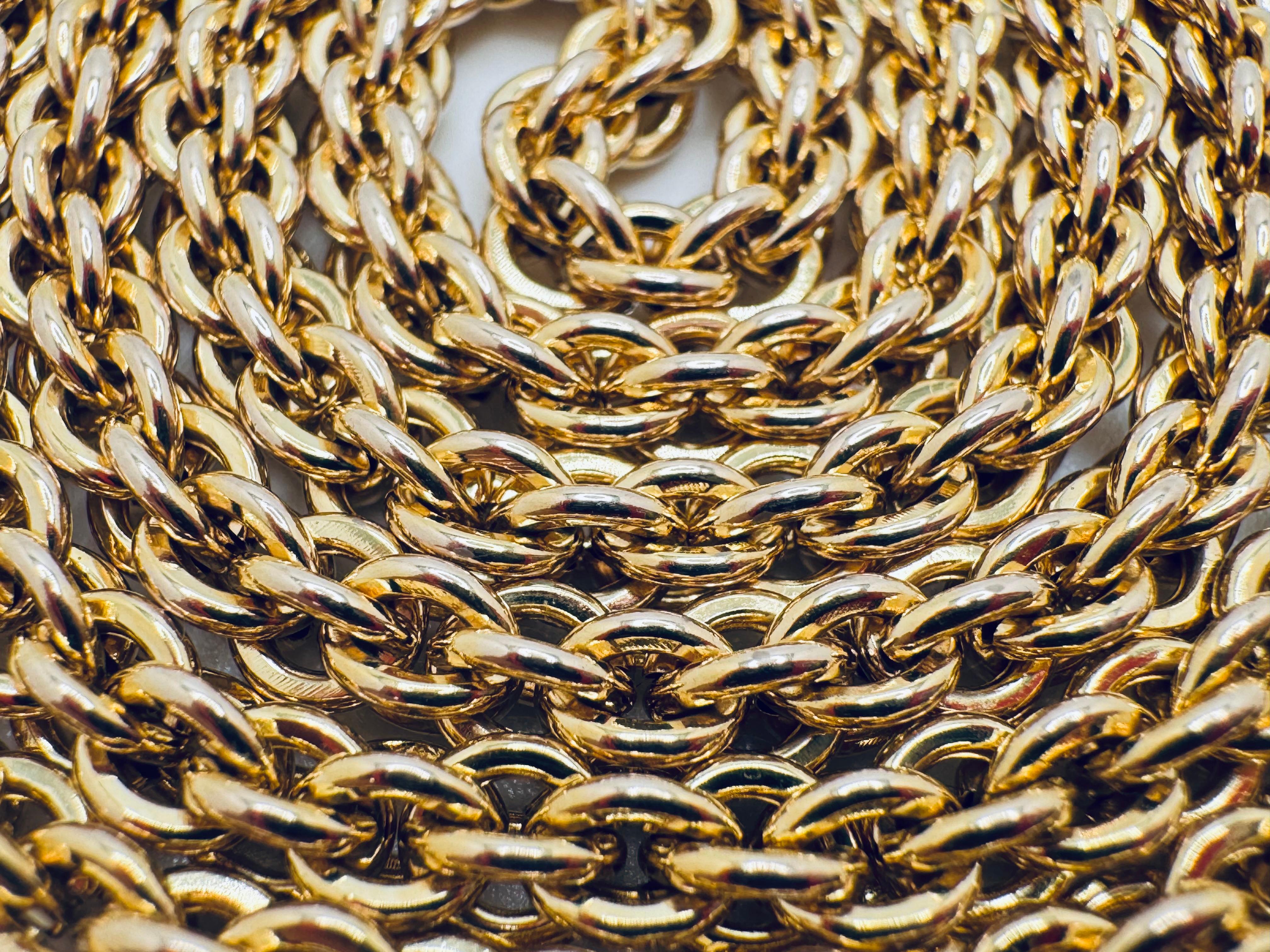 Collier de chaîne de blé en or jaune 14K serti de diamants en vente 4