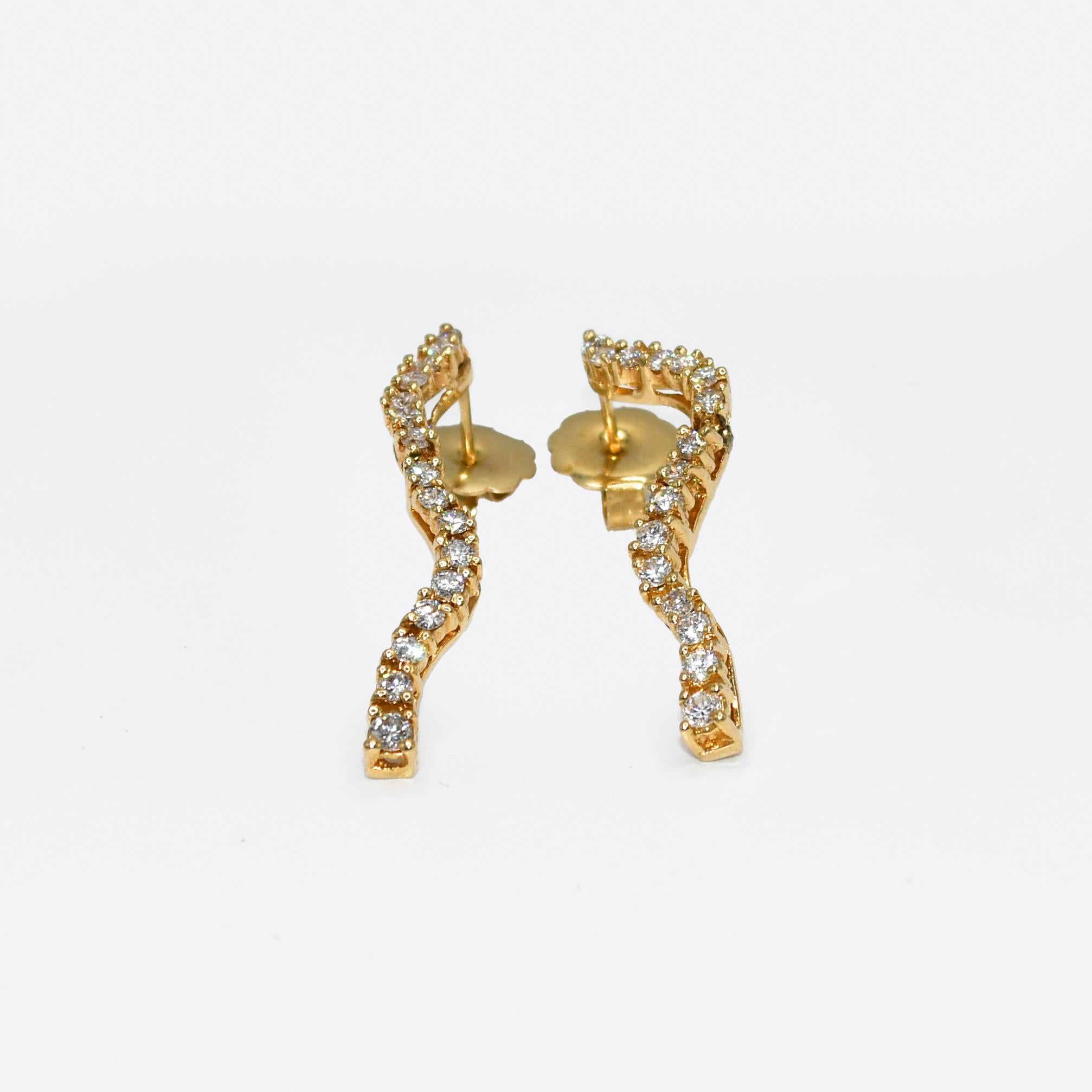 Boucles d'oreilles pendantes en or jaune 14K avec diamant, 1.00tdw, 5.6g Pour femmes en vente