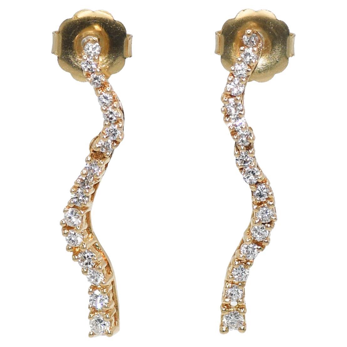 Boucles d'oreilles pendantes en or jaune 14K avec diamant, 1.00tdw, 5.6g