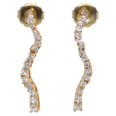Retro 14K Yellow Gold Diamond Dangle Earrings, 1.00tdw, 5.6g