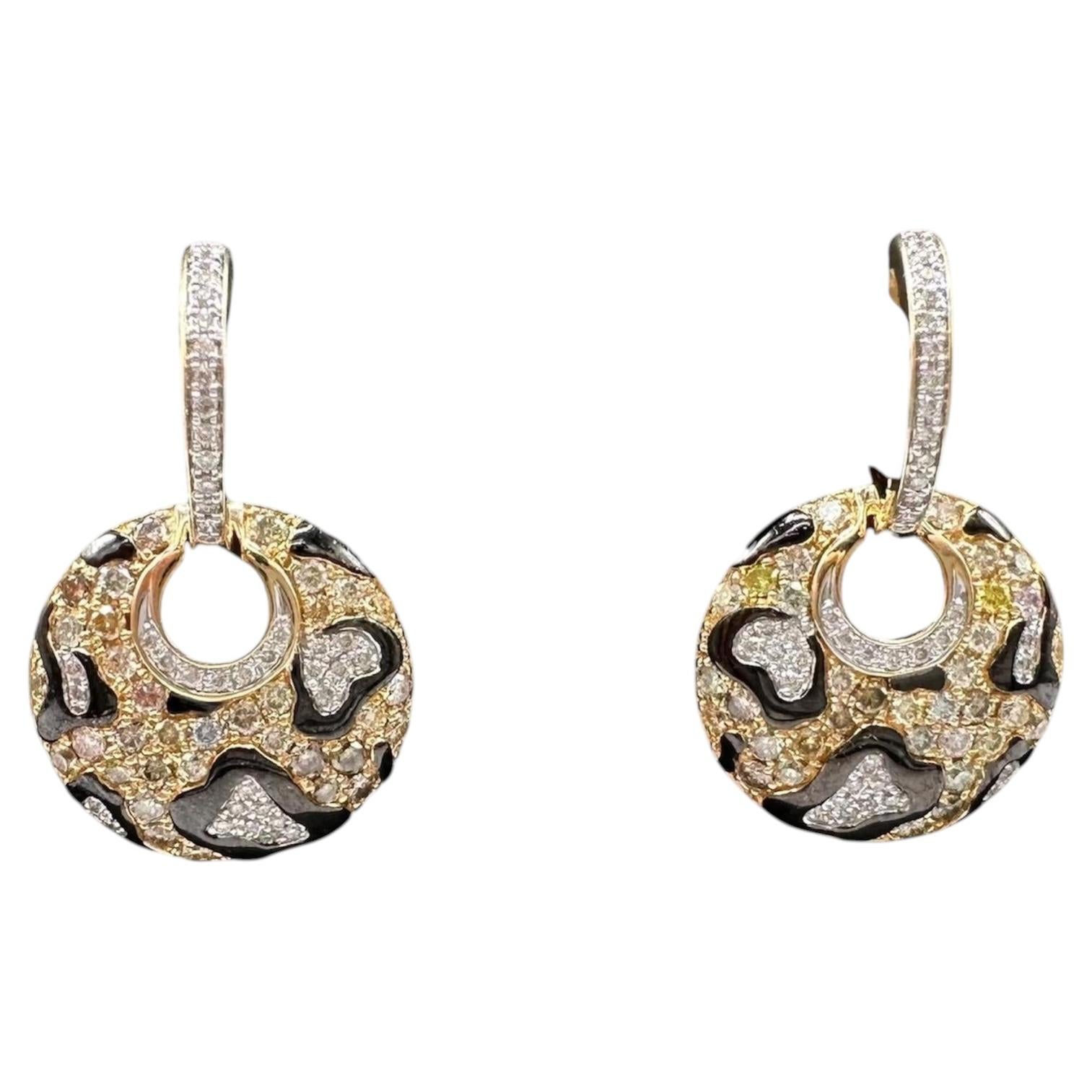 14k Yellow Gold Diamond Dangle Earrings 1.0CT