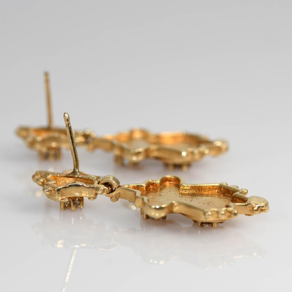 Brilliant Cut 14K Yellow Gold Diamond Dangle Earrings