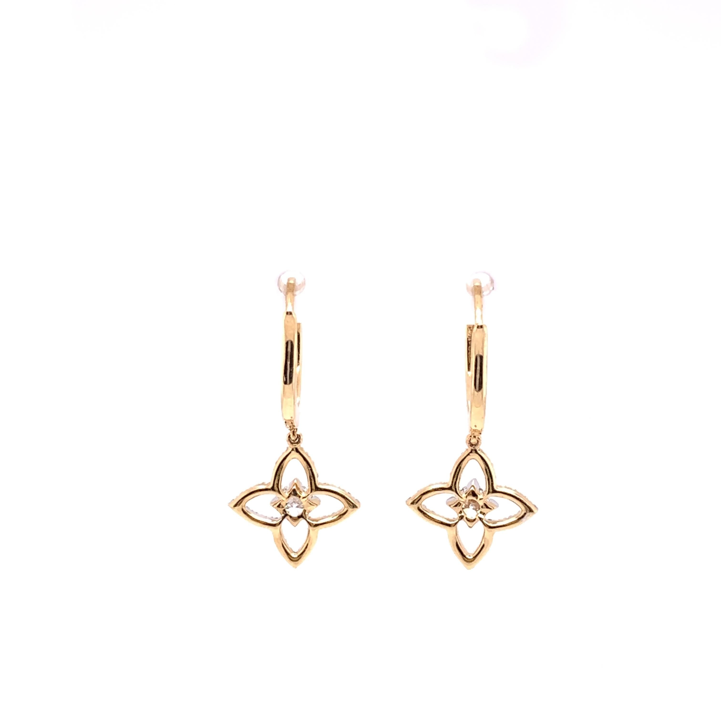 Ohrhänger aus 18 Karat Gelbgold mit Diamanten (Moderne) im Angebot