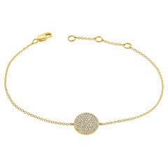 Bracelet à chaîne en forme de disque en or jaune 14 carats avec diamants pour elle