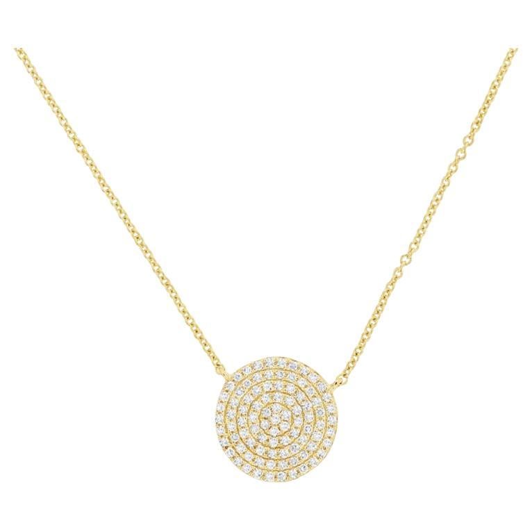 14K Yellow Gold Diamond Disc Necklace for Her For Sale