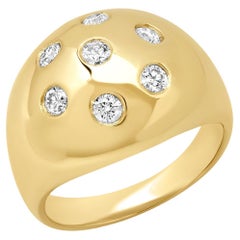 14K Yellow Gold Large Scale Coral, and Diamond Ring For Sale at 1stDibs