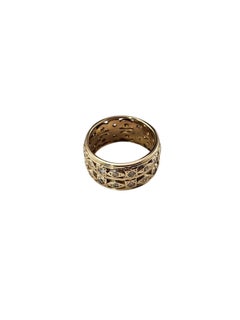 Bague double anneau en or jaune 14 carats sertie de diamants, taille 5,75 #25340