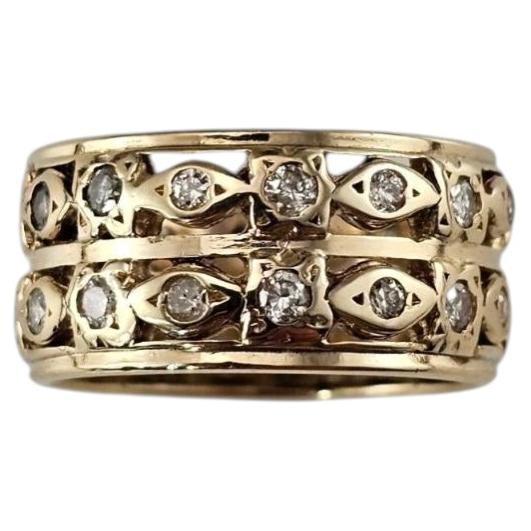 14K Yellow Gold Diamond Double Band Ring Size 5.75 #25340
