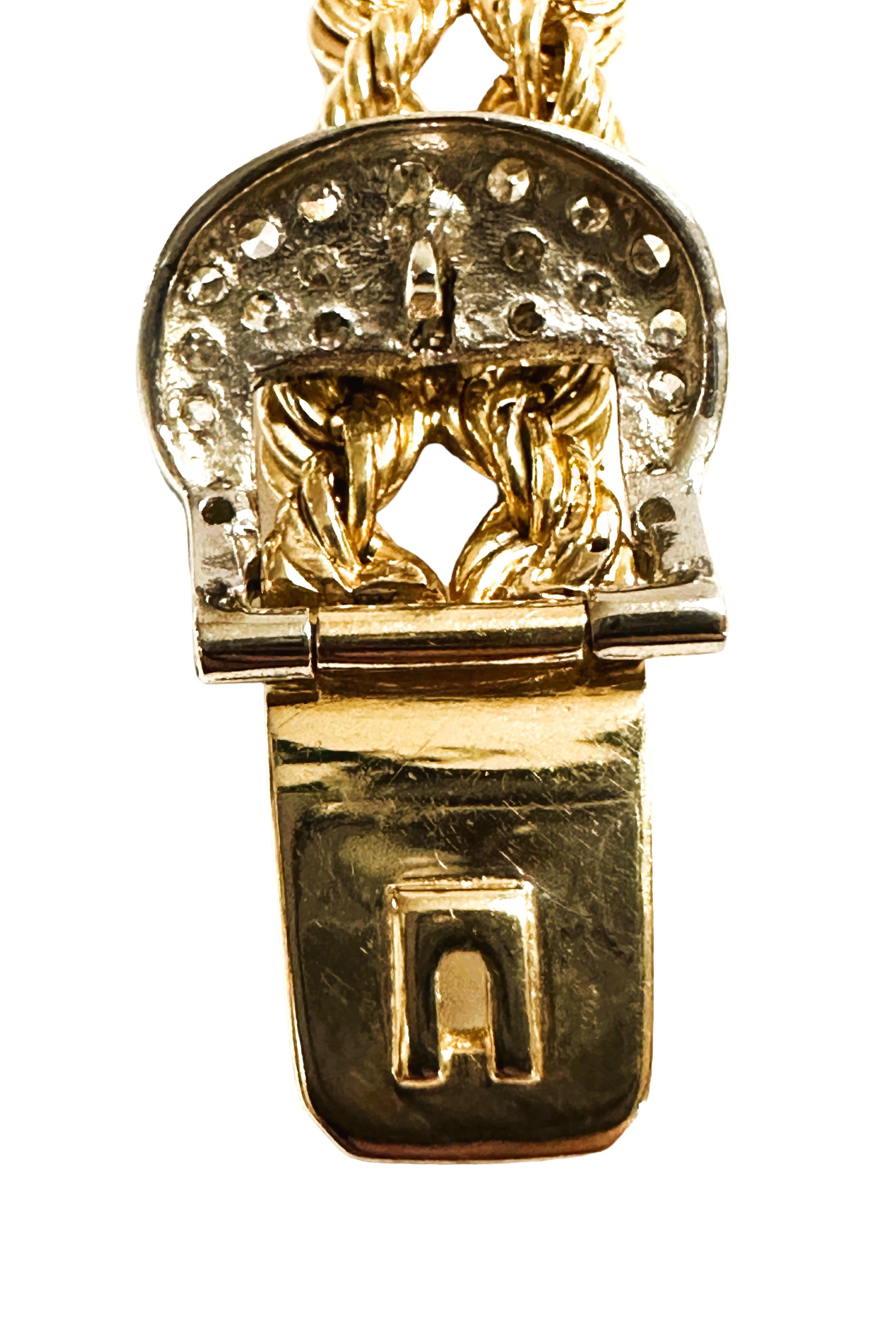 14k Gelbgold & Diamant Double Rope Verstellbares Armband mit verstellbarer Schnalle und Bewertung (Brillantschliff)