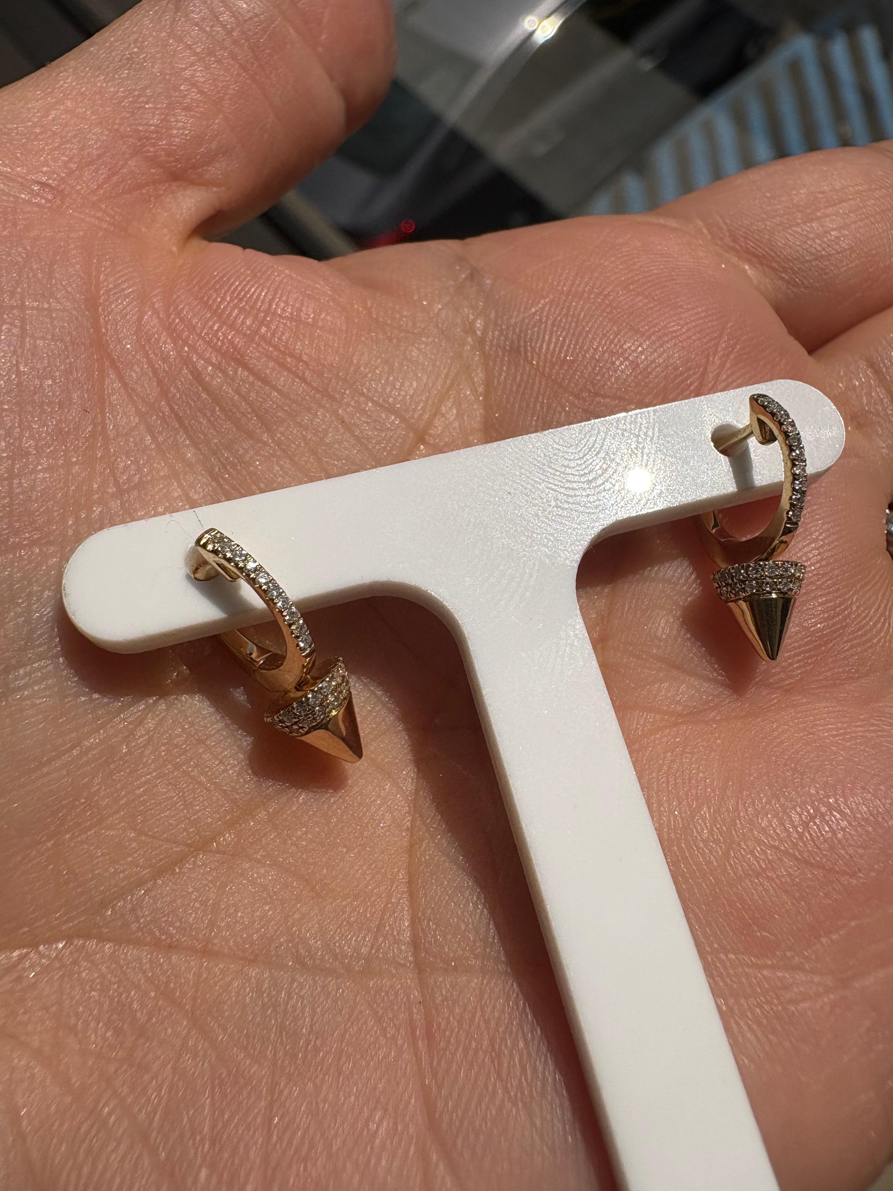 14K Yellow Gold Diamond Drop Earrings 0.30cttw In New Condition For Sale In Great neck, NY