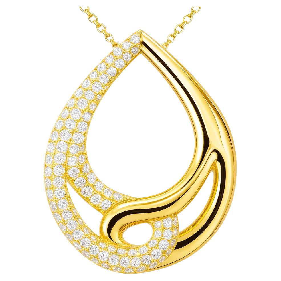 14K Yellow Gold Diamond Drop Pendant en venta