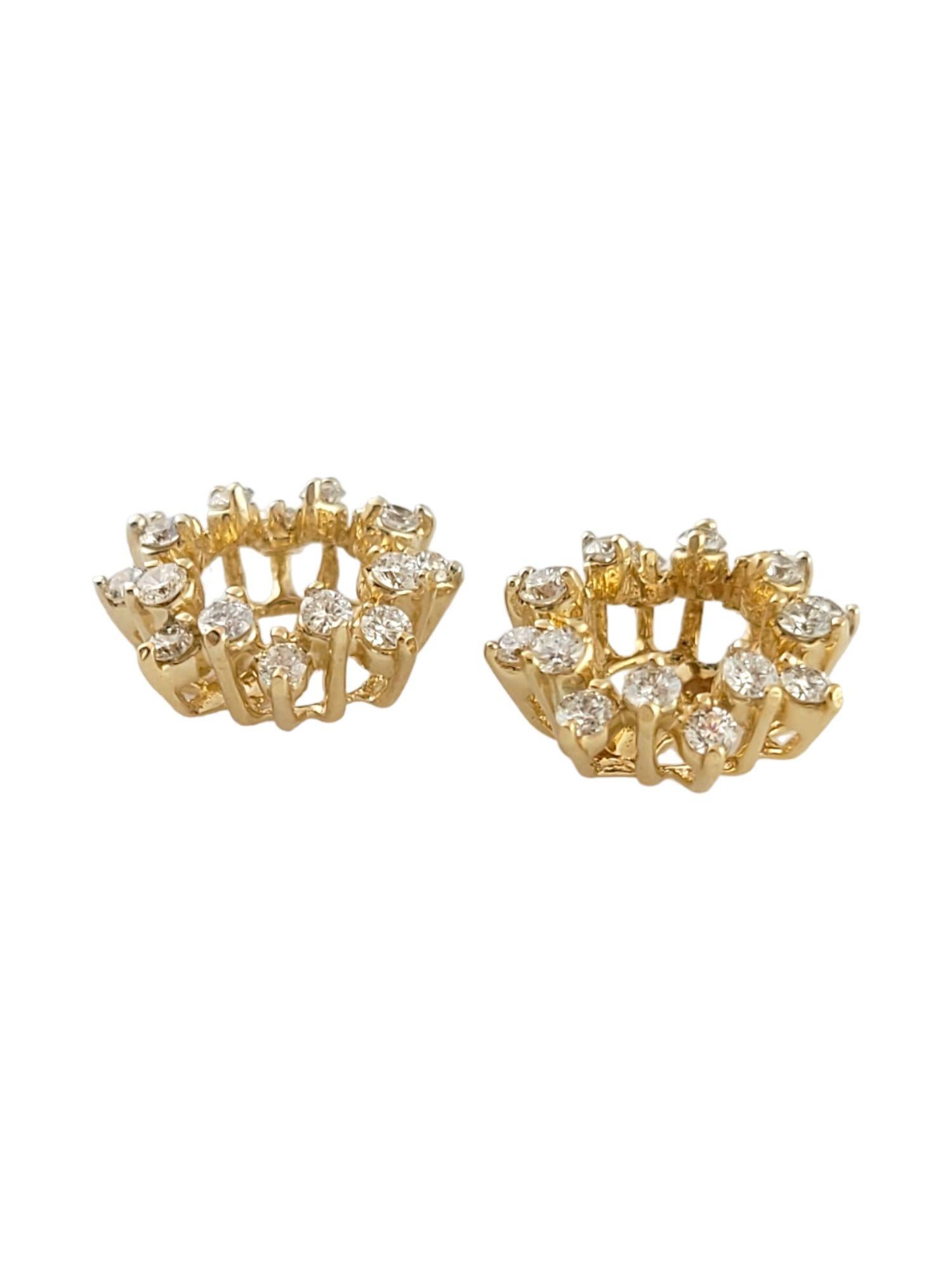 14k Yellow Gold Diamond Earring Jackets In Good Condition In Washington Depot, CT
