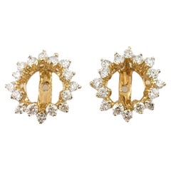 Vintage 14k Yellow Gold Diamond Earring Jackets