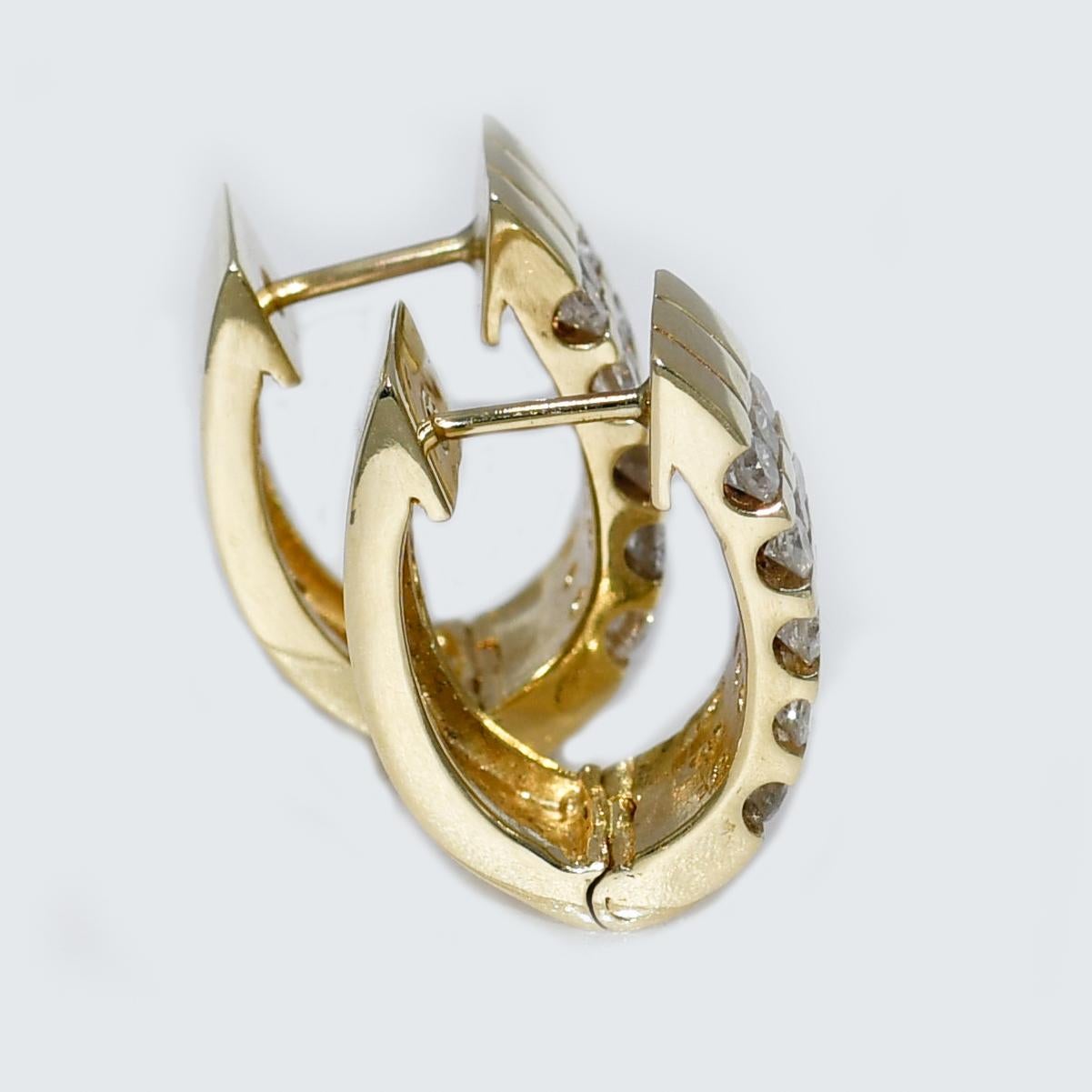 Brilliant Cut 14K Yellow Gold Diamond Earrings 1.50tdw, 13.9g For Sale
