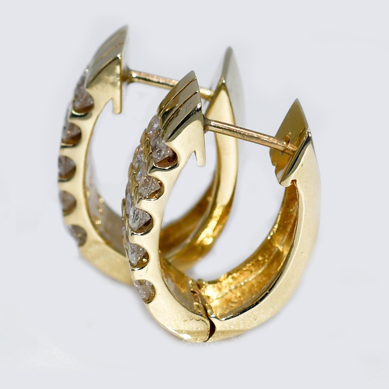 Women's 14K Yellow Gold Diamond Earrings 1.50tdw, 13.9g For Sale