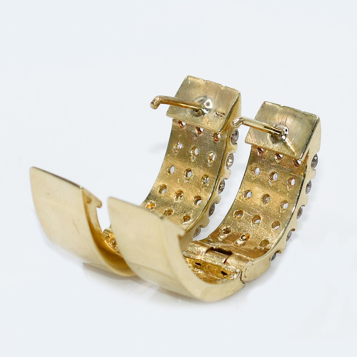 14K Yellow Gold Diamond Earrings 1.50tdw, 13.9g For Sale 1