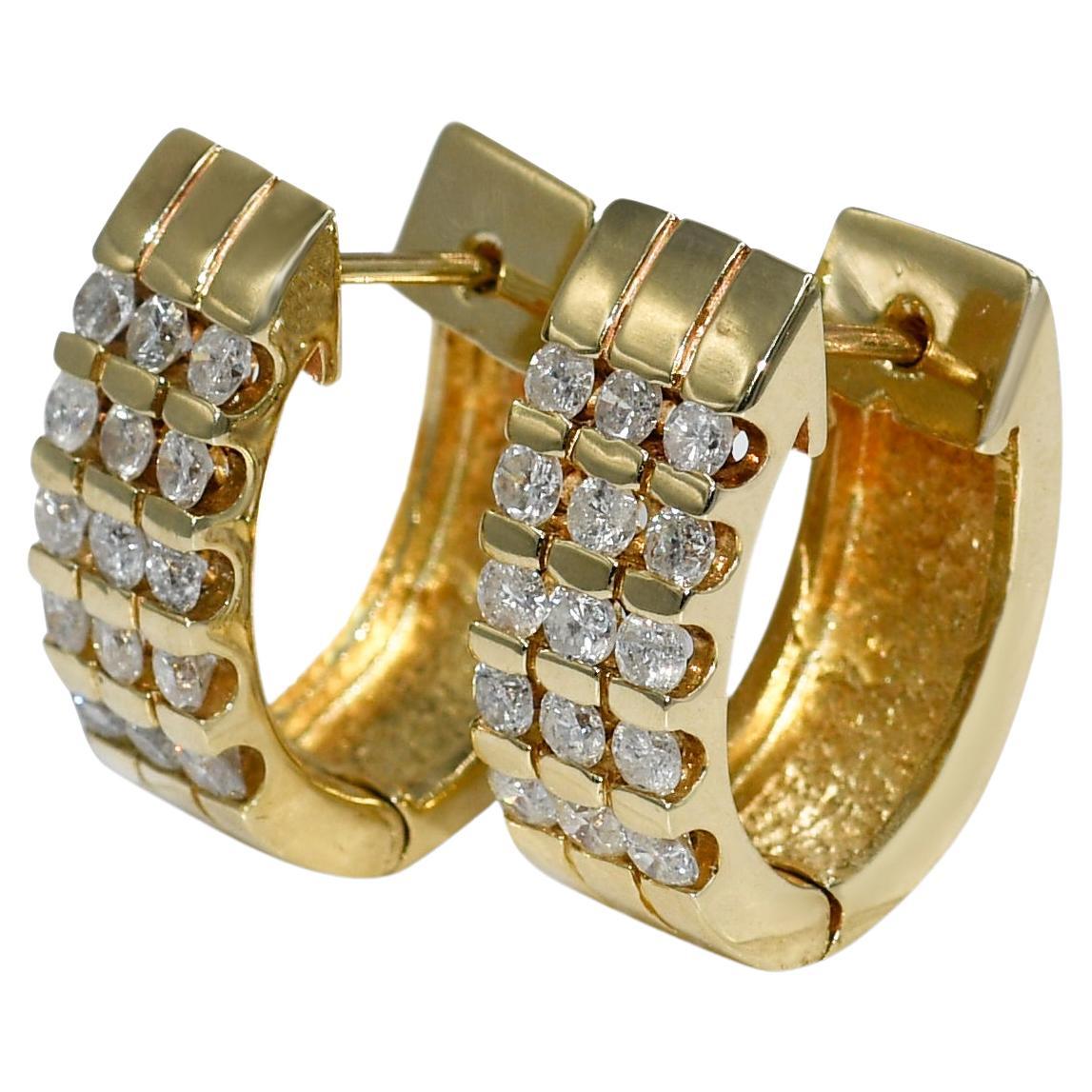14K Yellow Gold Diamond Earrings 1.50tdw, 13.9g For Sale