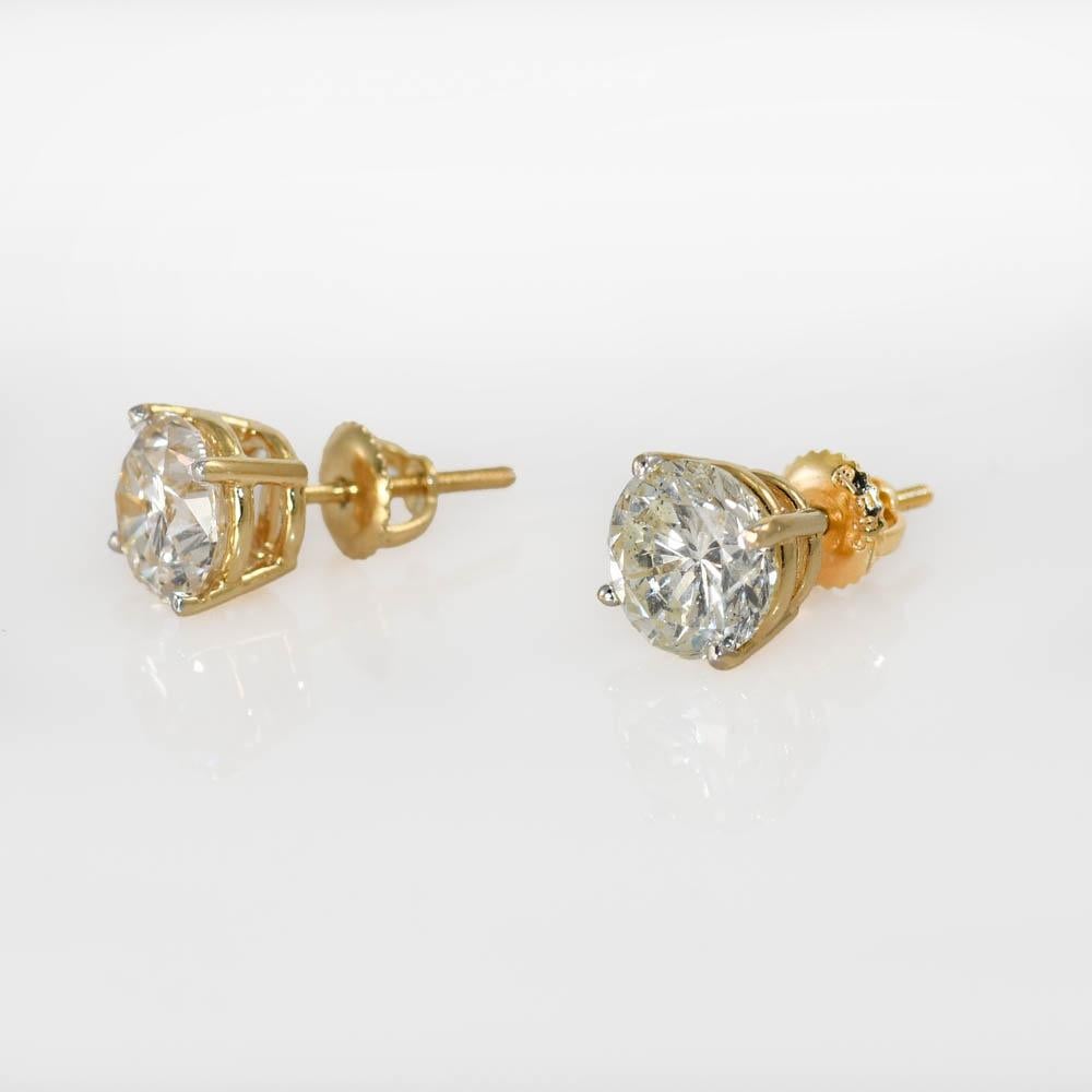 14K Yellow Gold Diamond Earrings 4.19TDW, 2.7gr In Excellent Condition For Sale In Laguna Beach, CA