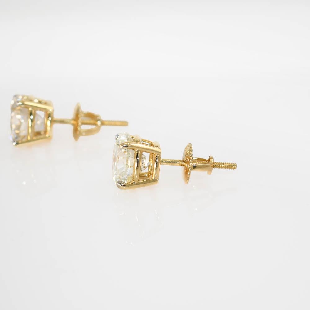 Women's or Men's 14K Yellow Gold Diamond Earrings 4.19TDW, 2.7gr For Sale