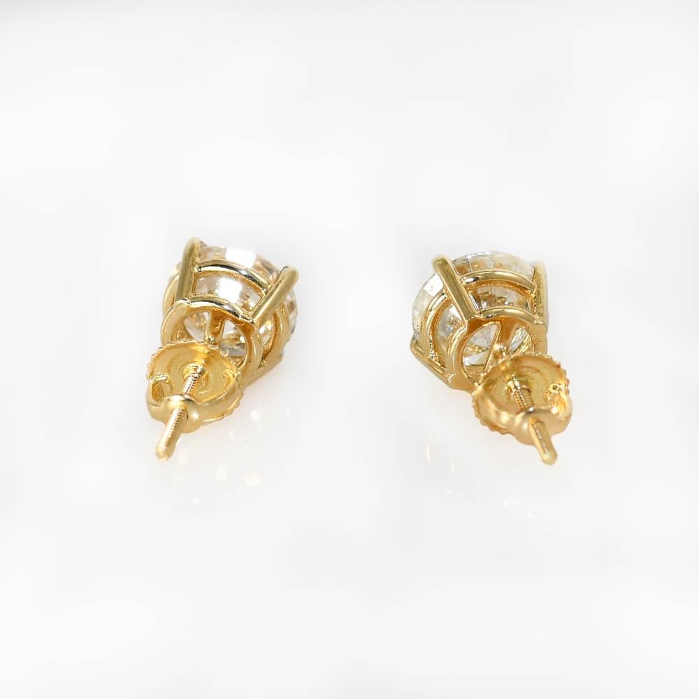 14K Yellow Gold Diamond Earrings 4.19TDW, 2.7gr For Sale 1
