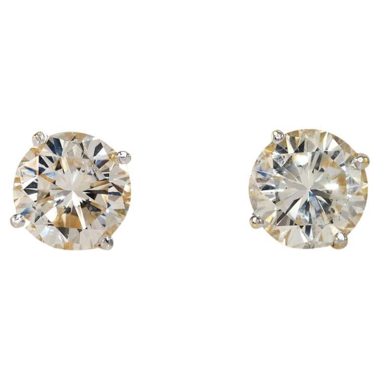 14K Yellow Gold Diamond Earrings 4.19TDW, 2.7gr For Sale