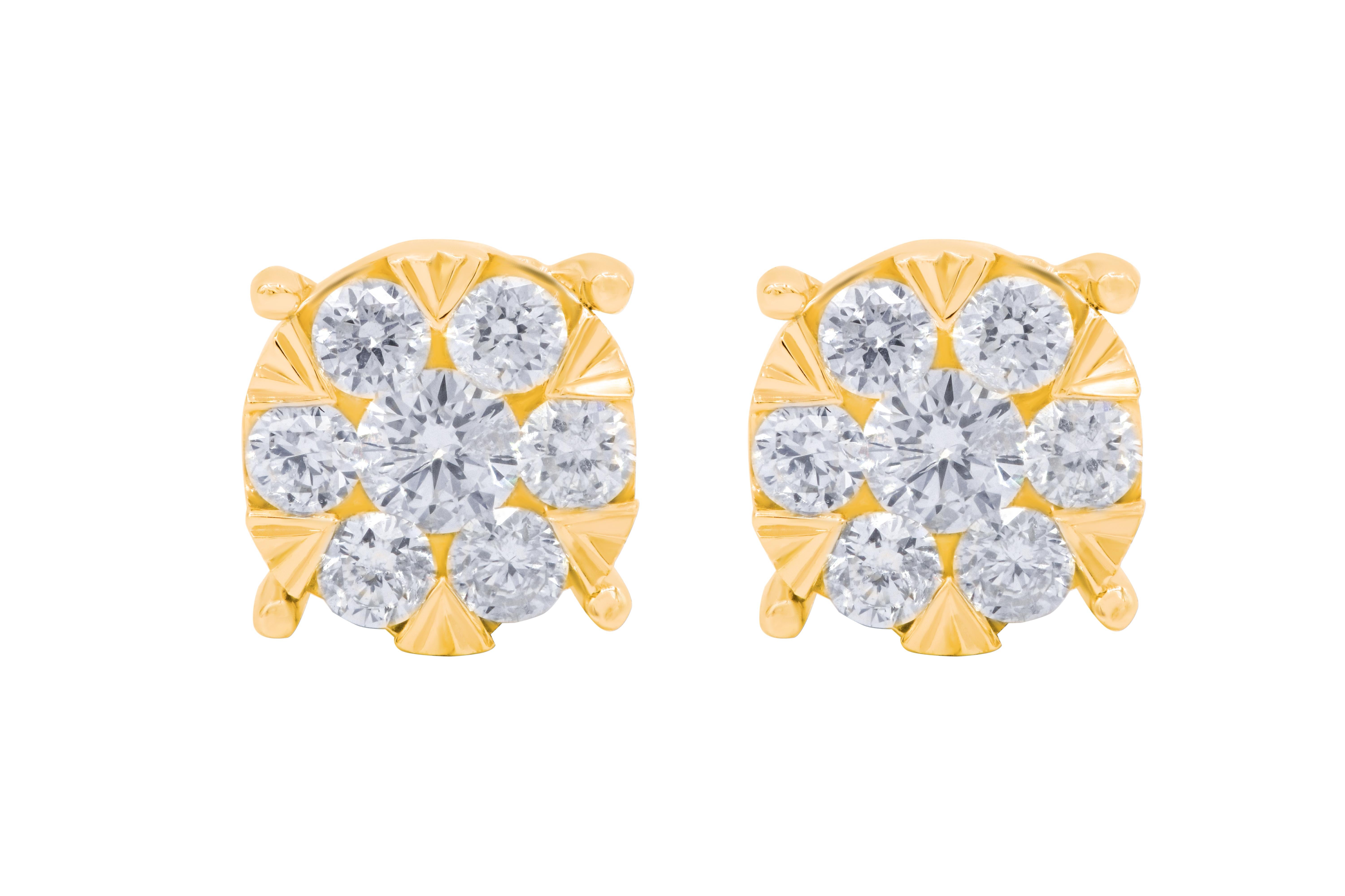 Pendientes de diamantes de oro amarillo de 14 quilates con 0,67 quilates de diamantes

Subraya tu look con estos pendientes de diamantes con forma de oro amarillo de 14 quilates. Diamantes de alta calidad. Estos pendientes subrayarán su exquisito