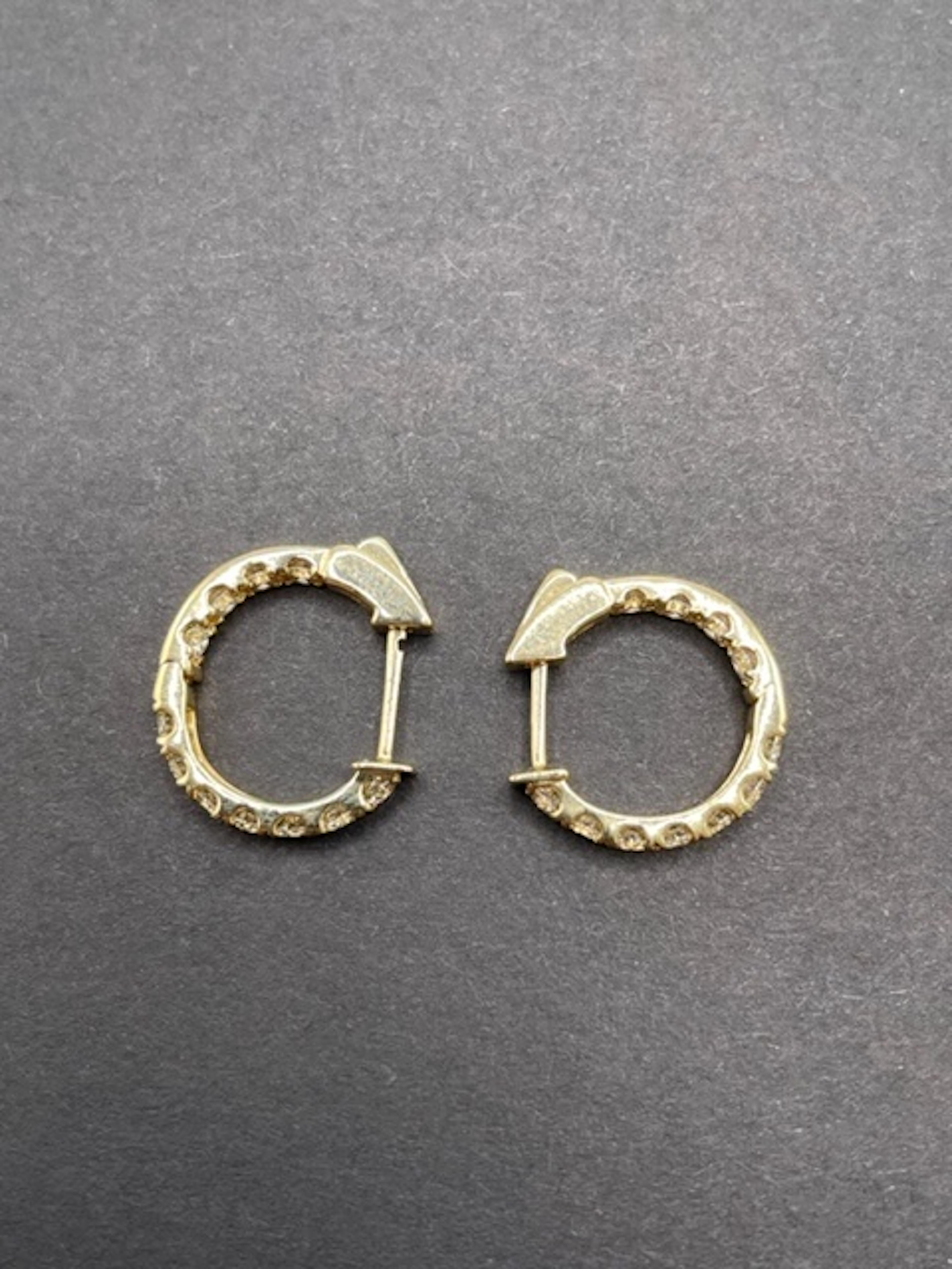Modern 14k Yellow Gold Diamond Earrings For Sale