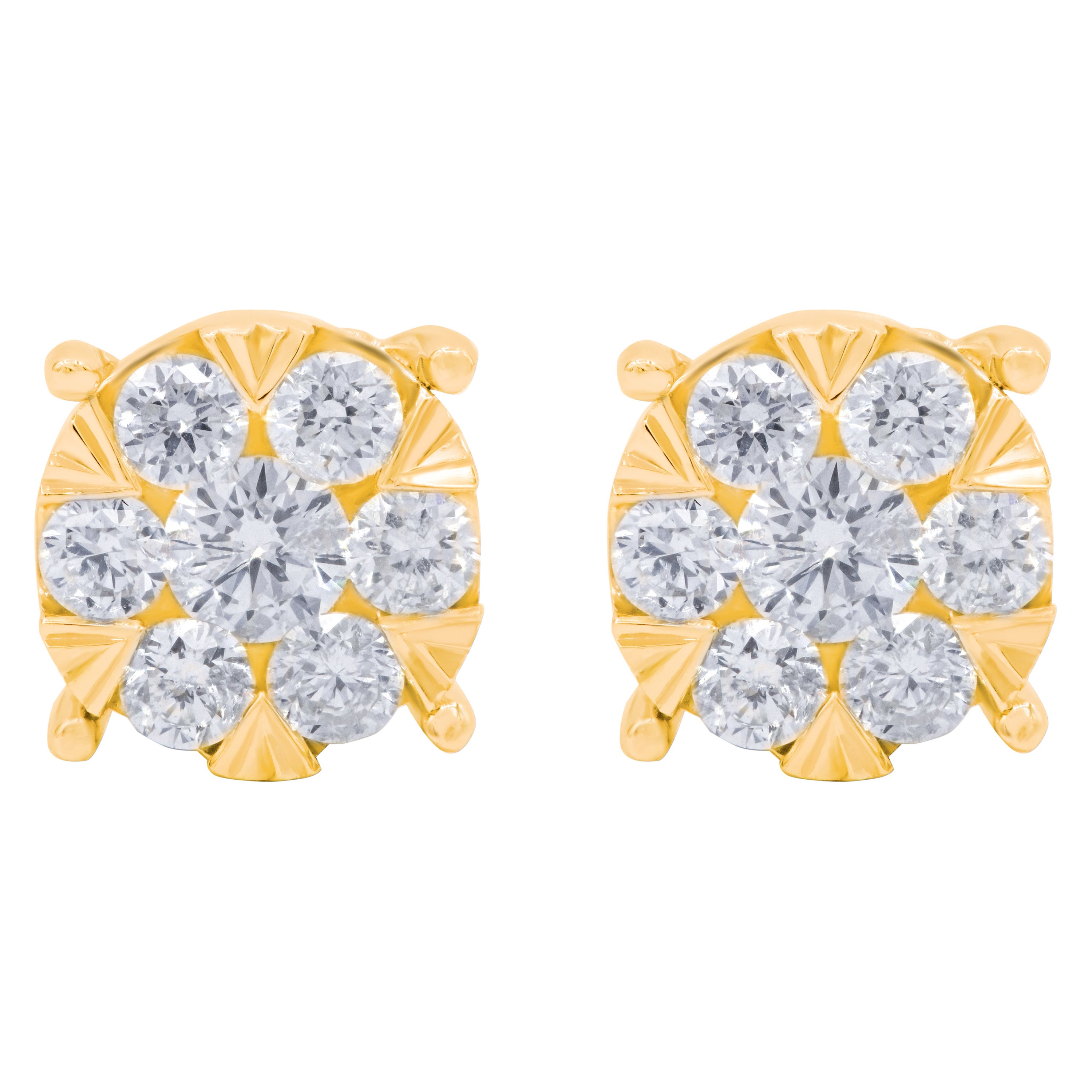 Pendientes de diamantes de oro amarillo de 14 quilates