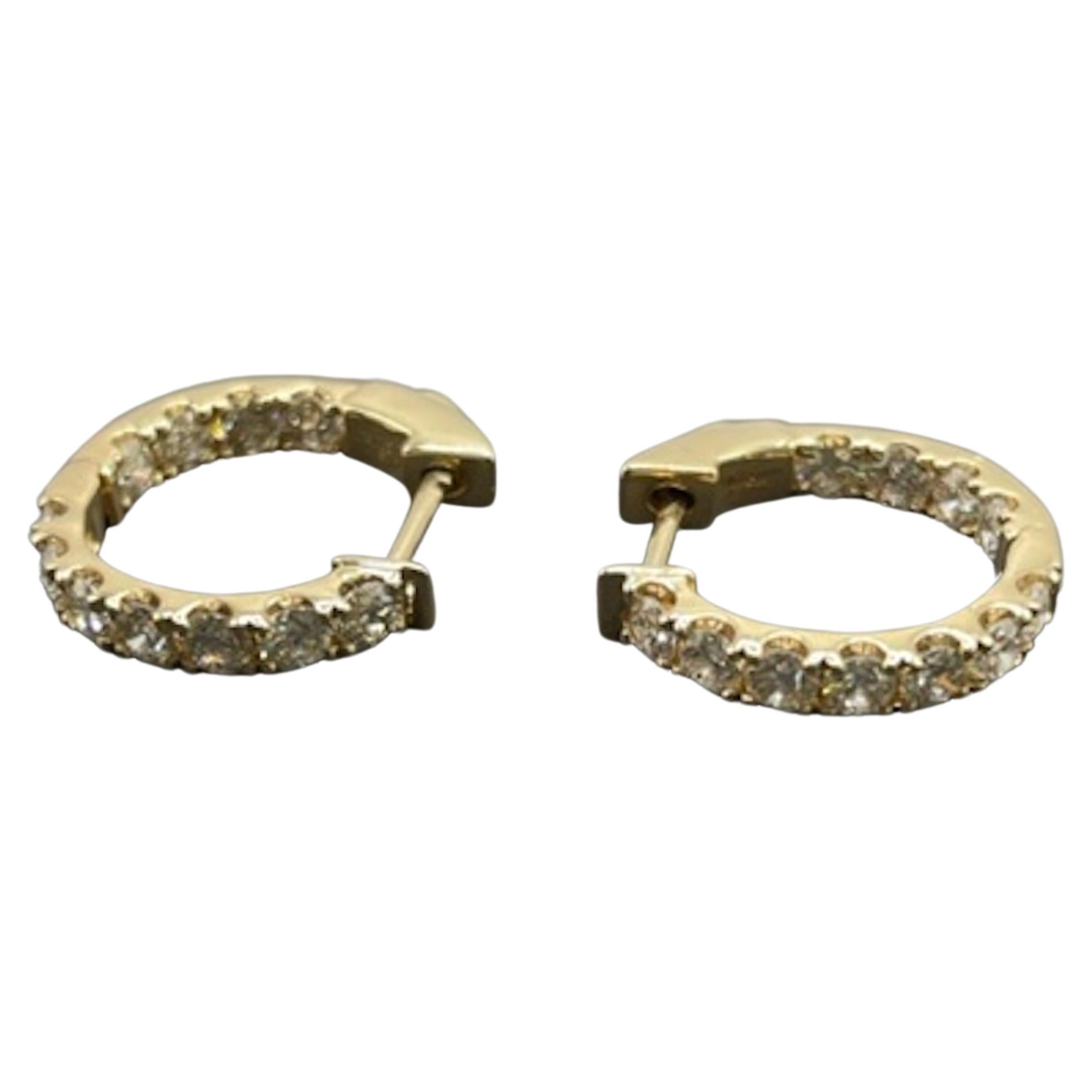14k Yellow Gold Diamond Earrings For Sale