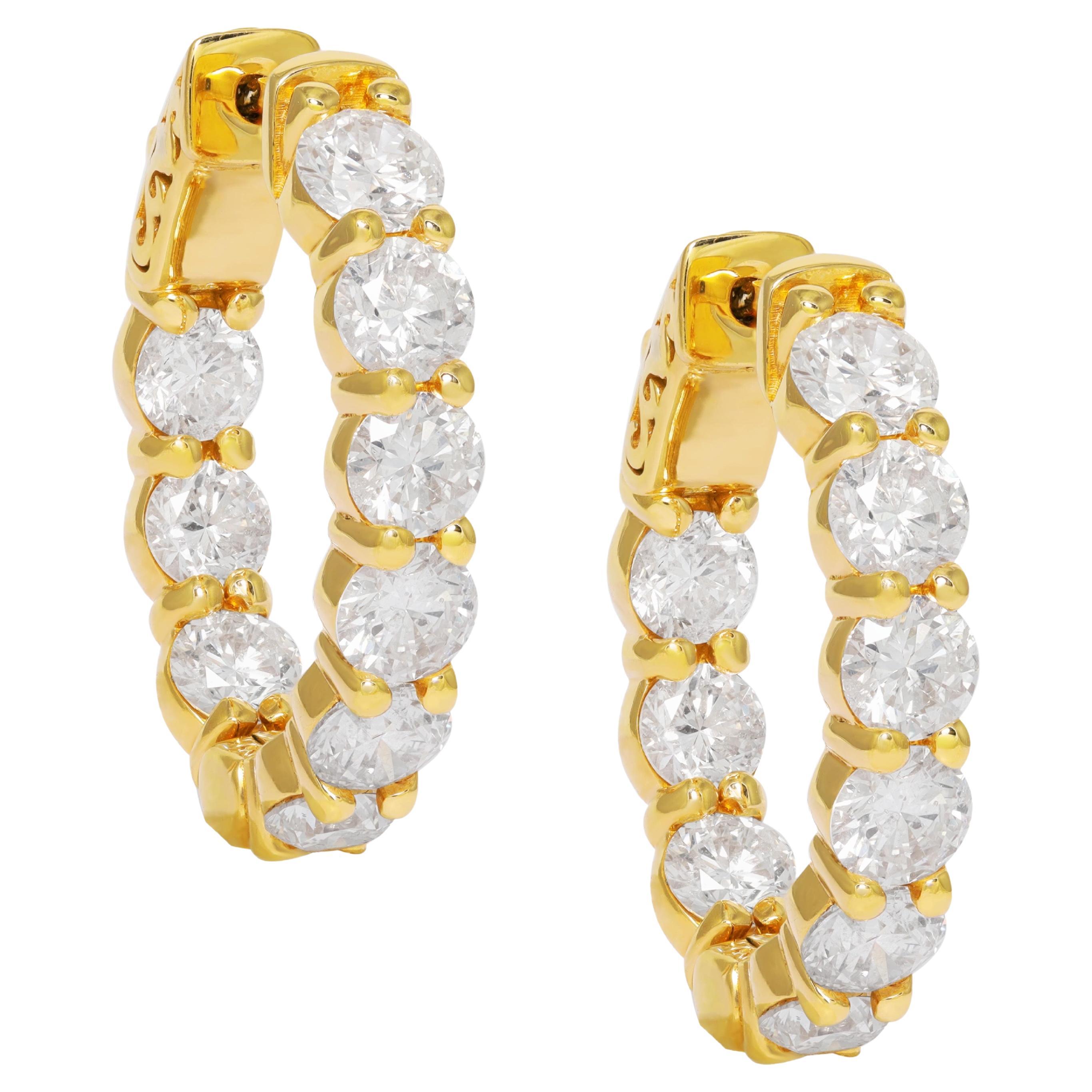 14K Yellow Gold Diamond Earrings 4.50cts For Sale