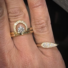 14K Yellow Gold Diamond Elongated Pear Signet Ring