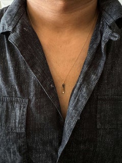 14K Yellow Gold Diamond Elongated Tag Pendant